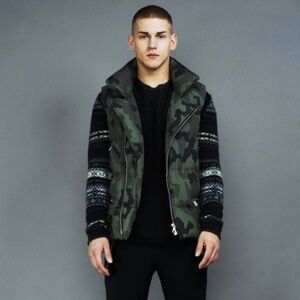 RARE Markus Lupfer 2013 Black Green Camouflage Down Puffer Vest Designer SMALL